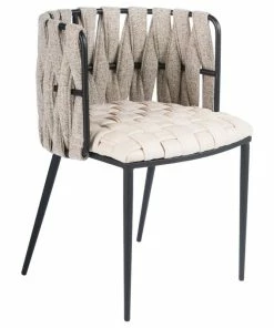 Best Pirce 🔔 MOD The Eterno Dining Chair, Off White And Black, Fabric And Faux Leather 🔥
