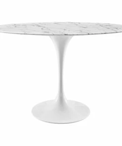 New 💯 LexMod Lippa Oval Artificial Marble Dining Table, White, 48" 🧨