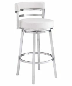 Budget ⌛ Armen Living Madrid Swivel Stool, White, 26" 🥰