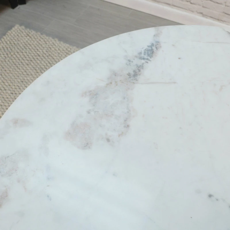 Flash Sale ๐ Carolina Classics Enzo 30" Round Marble Top Dining Table, White Base ๐คฉ - Image 3