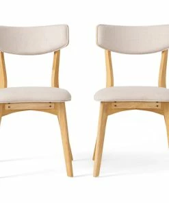Deals 🥰 GDFStudio Crystal Mid-Century Modern Fabric Upholstered Dining Chairs, Set Of 2, Light Beige 😉