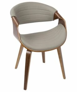 Best Pirce 🧨 MOD The Aria Dining Chair, Walnut And Gray, Wood, PU Leather 🥰