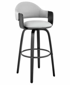 Buy 🎉 Armen Living Daxton Faux Leather And Wood Bar Stool, Gray And Black, 26" 😀