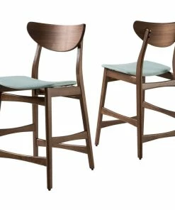 New 🧨 GDFStudio GDF Studio Molle Mid-Century Design Counter Stools, Mint/Walnut, Set Of 2 😉