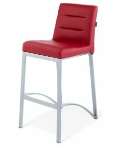 Deals 🛒 Zuri Furniture Modern Lynx Counter Height Stool Red Leatherette Brushed Stainless Steel Base 🔥