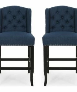 Wholesale 🛒 GDFStudio Plymouth Wingback Counter Stool, Navy Blue 😉