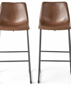 Best Pirce ❤️ GDFStudio GDF Studio Central Vintage Brown Faux Leather Bar Stool, Brown, Pu 😀
