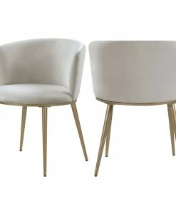 Top 10 🧨 Meridian Furniture Skylar Dining Chair, Set Of 2, Cream Velvet, Brushed Gold Iron Legs ✔️