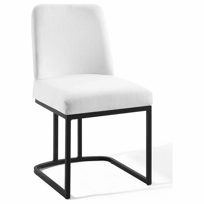 Wholesale 👏 LexMod Amplify Sled Base Upholstered Fabric Dining Side Chair, Black White 🔥 - Image 10