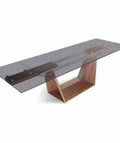 Cheapest 🎉 Vig Furniture Inc. Modrest Babia Modern Smoked Glass And Walnut Extendable Dining Table 🎉