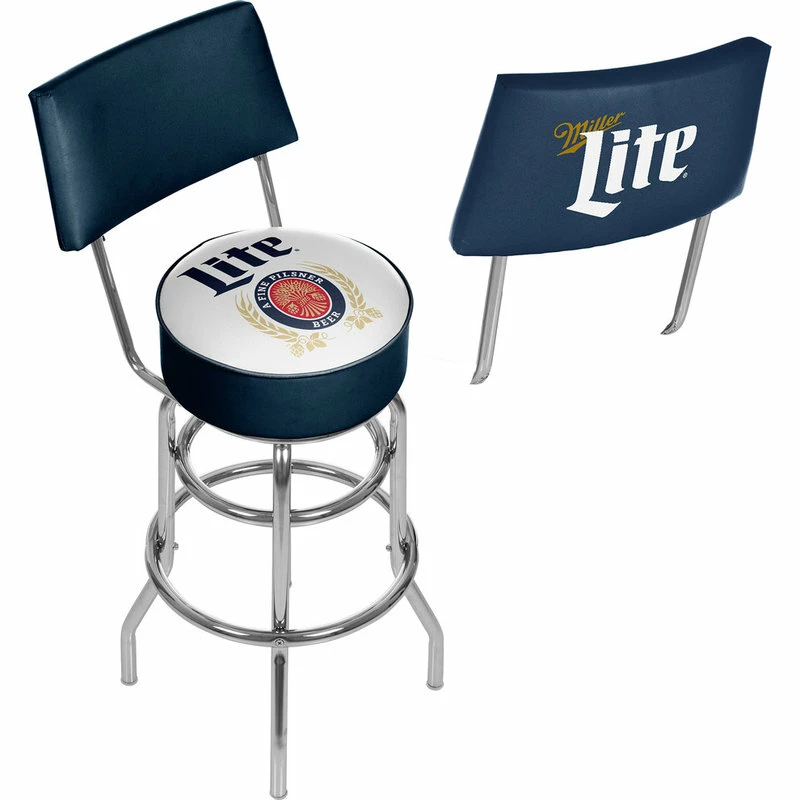 Deals 👍 Trademark Gameroom Miller Lite Swivel Bar Stool With Back, Retro 😍 - Image 2
