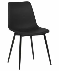 Promo ⌛ Armen Living Monte Contemporary Dining Chair With Black Powder 🧥 Coated Metal Legs, Black 🧨
