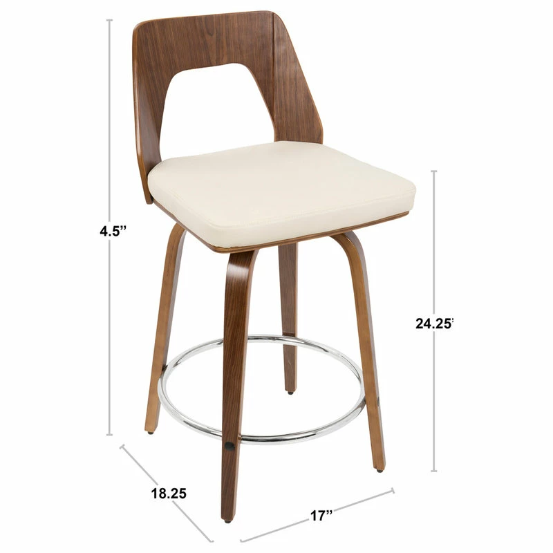 Brand new π LumiSource Trilogy Counter Stool, Walnut/Cream PU Leather, Set Of 2 π€© - Image 2