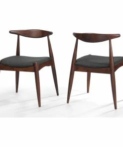 Deals 🔥 GDFStudio GDF Studio Sandra Mid Century Modern Dining Chairs, Set Of 2, Charcoal/Walnut 🧨