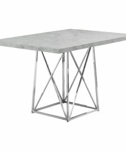 Cheap 🔥 Monarch Specialties Dining Table With Chrome Metal Base, Faux Cement 🌟