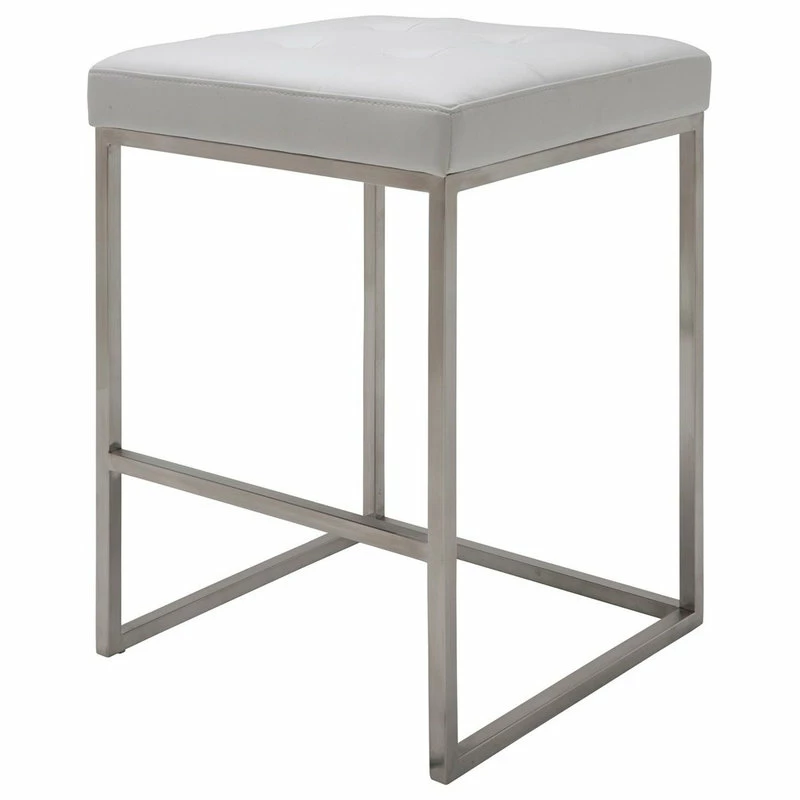 Flash Sale ๐งจ Nuevo Chi Counter Stool, 25.75" , Brushed Stainless Steel Frame, White ๐
