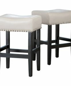 Top 10 😉 GDFStudio GDF Studio Chantal Backless Leather Stools, Set Of 2, Ivory, Counter Height: 26" 💯