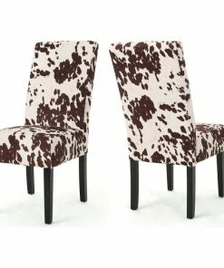Cheap ⭐ GDFStudio Percival Upholstered Dining Chairs, Set Of 2, Milk Cow + Dark Brown, Velvet ✔️
