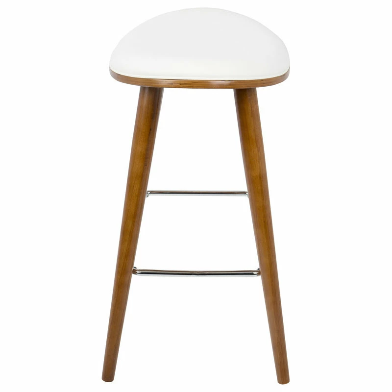 Outlet 👏 LumiSource Saddle Counter Stool, Walnut And White PU Leather, Set Of 2 🥰 - Image 4