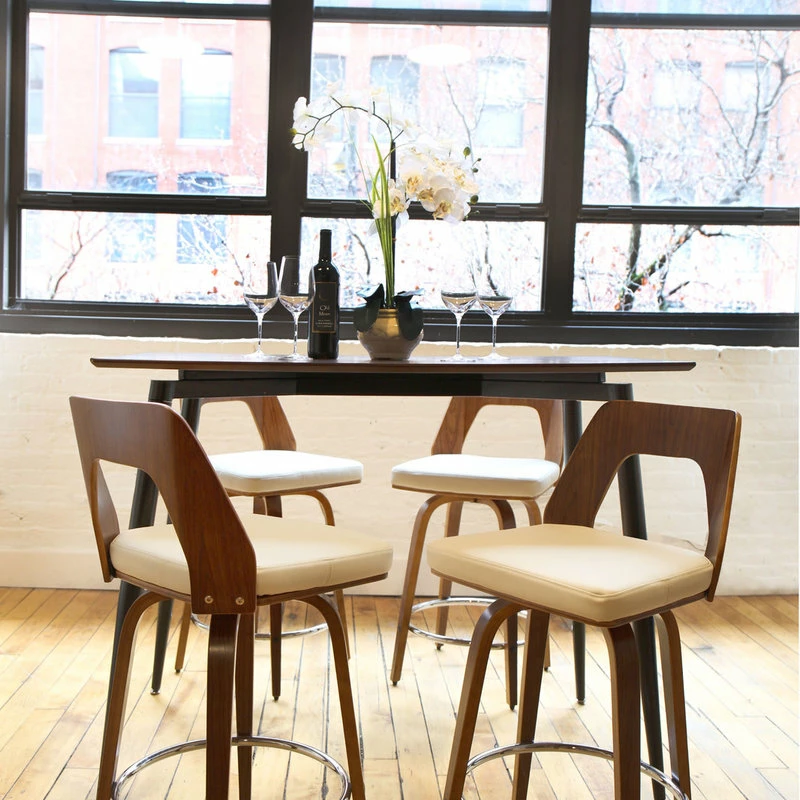 Brand new π LumiSource Trilogy Counter Stool, Walnut/Cream PU Leather, Set Of 2 π€© - Image 5