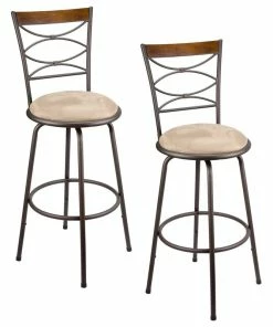 Coupon 🛒 Kira Home Avery 30" Adjustable Swivel Barstool, Real Wood Accent Back, (2) 🤩