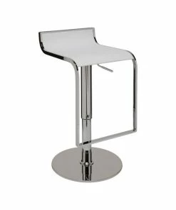 Best Pirce 🔔 Nuevo Alexander White Leather Adjustable Stool 😉