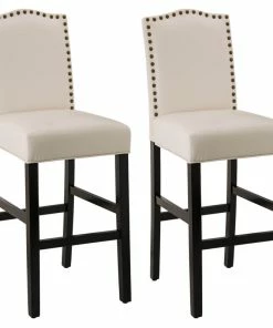 Wholesale ✔️ Glitzhome 45"H Leatherette Barchair With Studded Decoration Back, Set Of 2, Cream White 🎁