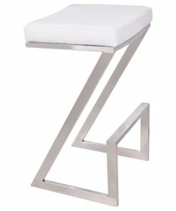 Best Pirce 🌟 Armen Living Atlantis Backless Bar Stool, White PU, Counter Height ⌛