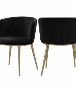 Buy 🎁 MOD The Almar Dining Chair, Black And Brushed Gold, Velvet And Iron, Set Of 2 😀