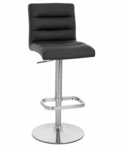 Top 10 ✨ Zuri Furniture Modern Lush Bar Stool Black Leatherette Brushed Stainless Steel Adjustable Base 👍