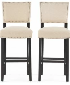 Discount 🌟 GDFStudio William Contemporary Linen Barstools, Set Of 2 🤩