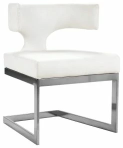 Coupon ✔️ MOD The Eve Dining Chair, White And Chrome, Faux Leather And Metal 🤩