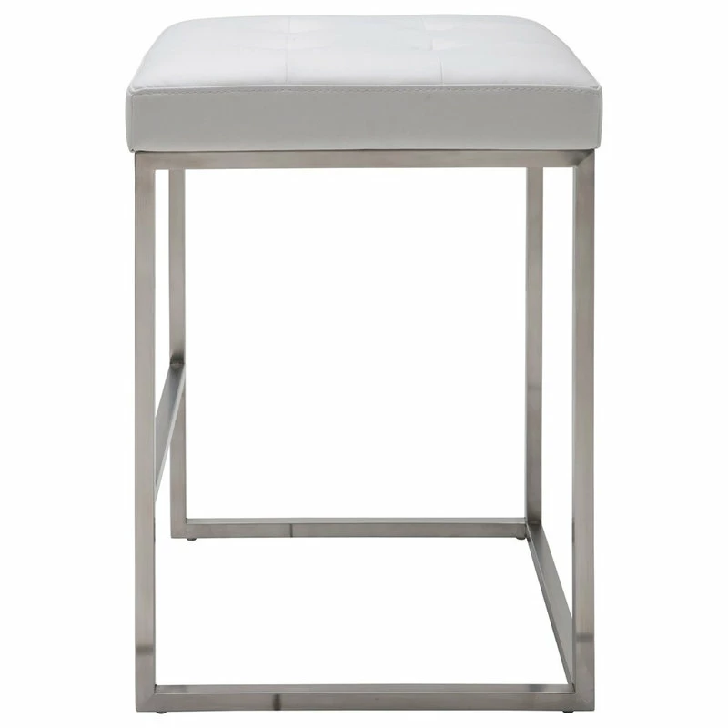 Flash Sale ๐งจ Nuevo Chi Counter Stool, 25.75" , Brushed Stainless Steel Frame, White ๐ - Image 3