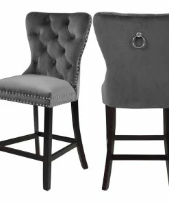 Flash Sale ✨ Meridian Furniture Nikki Velvet Stools, Set Of 2, Gray 💯