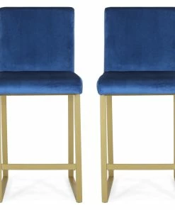Flash Sale ๐ฅ GDFStudio GDF Studio Lexi Modern Glam Velvet Barstools, Set Of 2, Navy Blue ๐