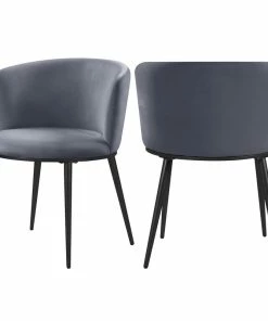 Outlet 😉 MOD The Almar Dining Chair, Gray And Matte Black, Velvet And Iron, Set Of 2 🥰