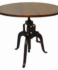 Best Sale 🔥 CAROLINA CLASSICS Foundry Industrial Hi-Lo Table With Rivited Perimeter, Chestnut/Black ⭐