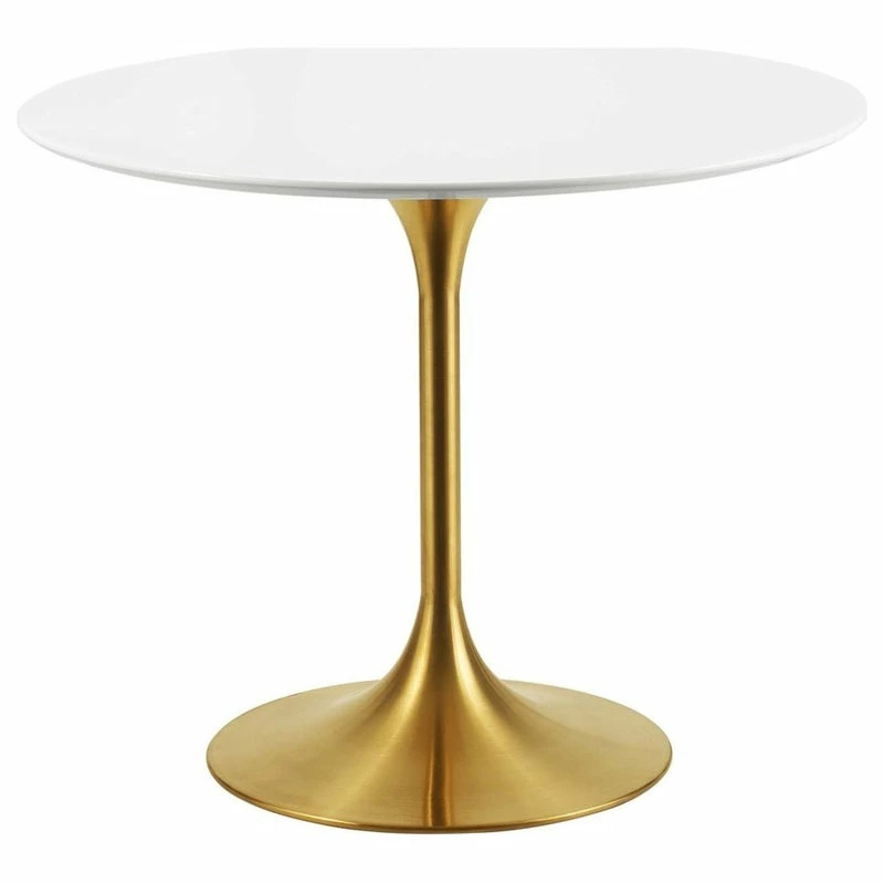 Best Pirce ๐ LexMod Lippa Round Dining Table With Gold Base, White Top, 36" ๐