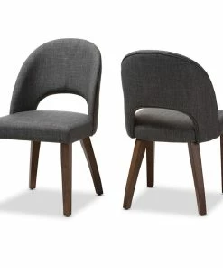 New โจ Baxton Studio Wesley Walnut Finished Wood Dining Chair, Set Of 2, Dark Gray โญ