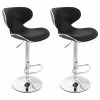 Budget ✨ Belleze Set Of 2 Bar Stools Faux Leather Hydraulic Swivel Pub Style Adjustable, Black 🧨