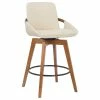 Cheapest ⌛ Armen Living Baylor Swivel Wood Stool, Faux Leather, Cream/Walnut, 26" Counter Height 🤩