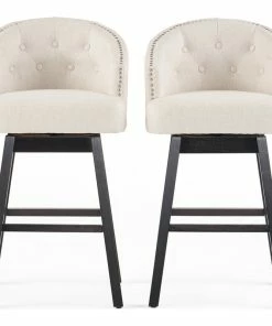 Deals 🎉 GDFStudio Westman Fabric Upholstered Swivel Seat Bar Stools, Set Of 2 🔔