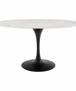 Cheap 👍 Modway Lippa 60" Oval Artificial Marble Top Dining Table In Black And White 😍