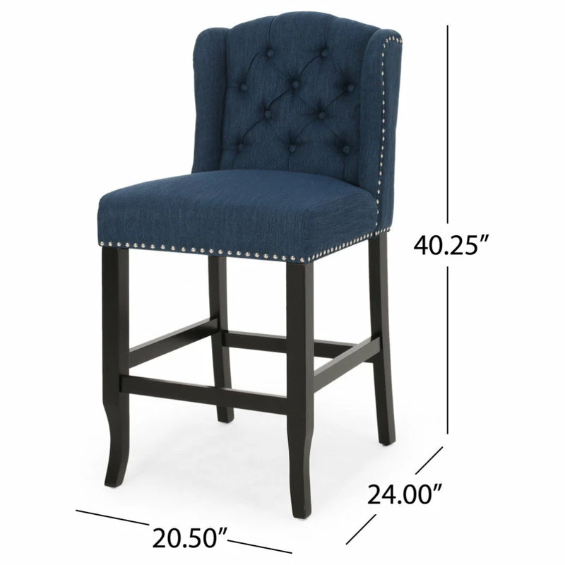 Wholesale 🛒 GDFStudio Plymouth Wingback Counter Stool, Navy Blue 😉 - Image 14