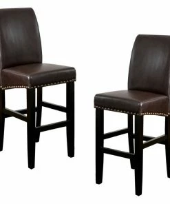Discount ๐ GDFStudio GDF Studio Clifton Upholstered Bar Stools With Nailhead Trim, Set Of 2, Brown ๐