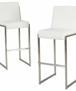 Cheap 😉 GDFStudio GDF Studio Velica White Leather Bar Stools, Set Of 2 🥰