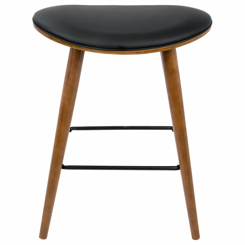Best deal 🌟 LumiSource Saddle Counter Stool, Set Of 2, Walnut/Black PU 🎉 - Image 2