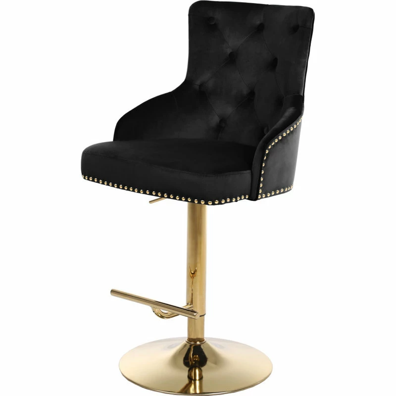 Cheapest ๐ Meridian Furniture Claude Velvet Adjustable Stool, Black, Gold Base ๐ - Image 2