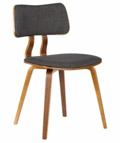 Outlet 🛒 Armen Living Jaguar Mid-Century Dining Chair, Walnut, Charcoal ⌛