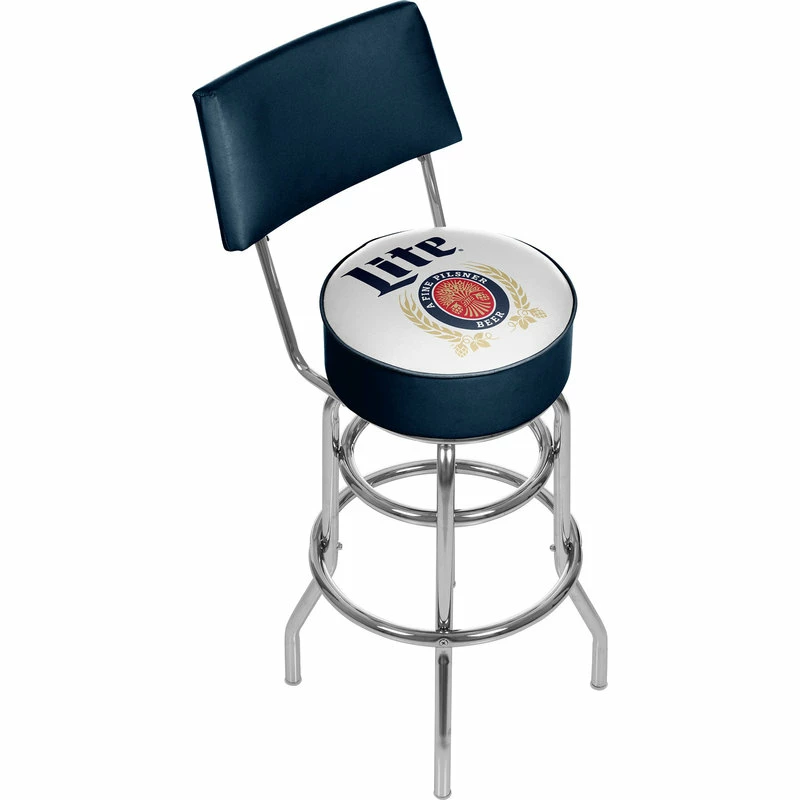 Deals 👍 Trademark Gameroom Miller Lite Swivel Bar Stool With Back, Retro 😍